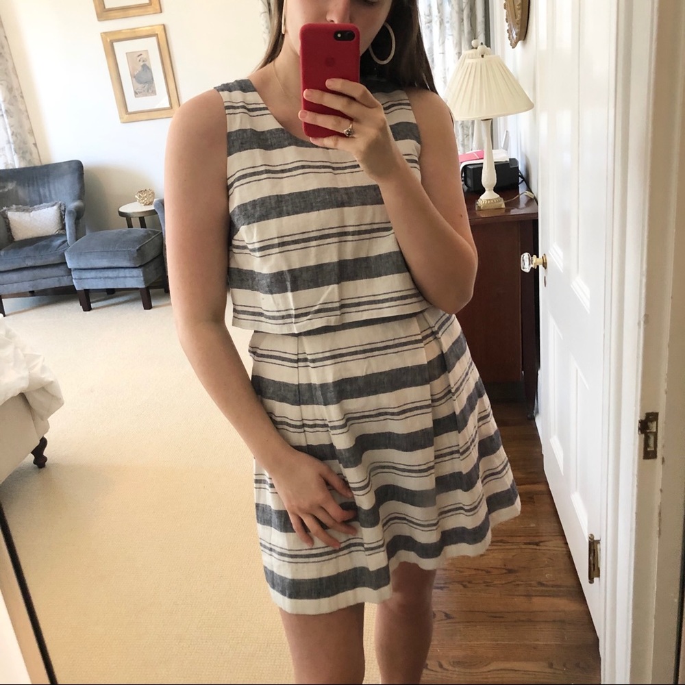 LOFT Petite Open Back Stripe Dress  Size 8